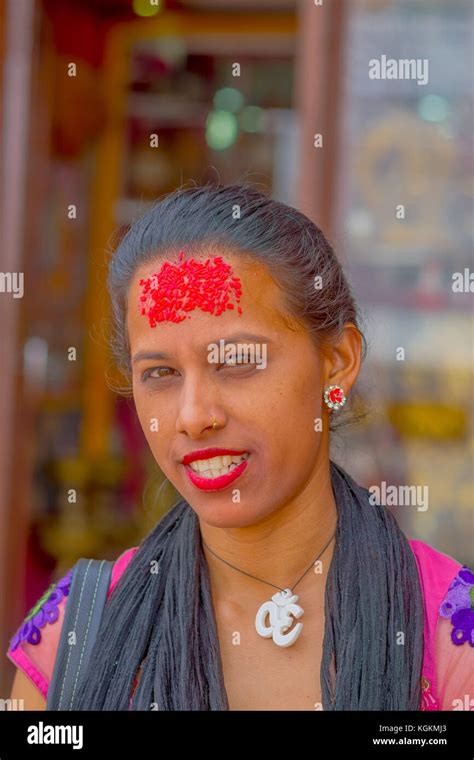 Kathmandu Nepal October 15 2017 Portrait Of Women In Traditional