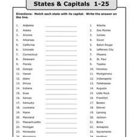 printable states  capitals worksheets printable worksheets