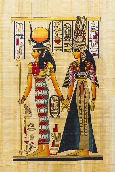 Egyptian Souvenir Papyrus Goddess Isis And Nefertiti