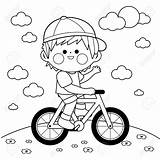 Bicicletta Colorare Fahrrad Schwarzweiss Ragazzo Bianco Jongen Witte Berijden Boekpagina Kleurende Fiets Parco Biking Fährt Illustrationen sketch template
