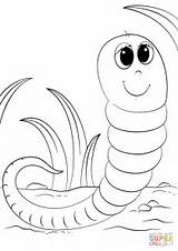 Worm Coloring Pages Cartoon Cute Glow Color Printable Getcolorings sketch template