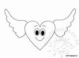 Wings Heart Coloring Valentine Pages Valentines Coloringpage Eu Printable Hearts sketch template