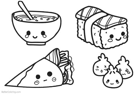 cute food coloring pages lineart  printable coloring pages