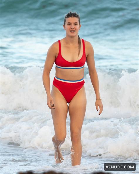 genie bouchard sexy in a red bikini on the beach in miami