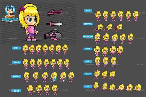 2d game character sprites 291 by pasilan graphicriver