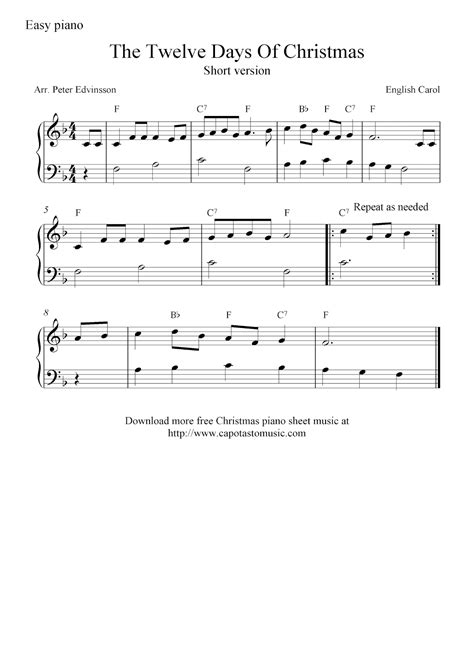 printable beginner christmas piano sheet