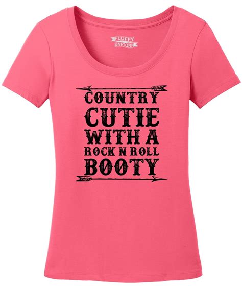 Ladies Country Cutie With Rock N Roll Booty Cute Graphic Tee Western