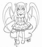 Chibi Cute Demon Lineart Demons Color Devil Deviantart sketch template
