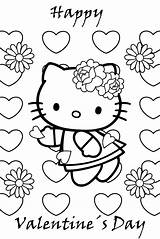 Valentines Coloring Pages Happy Kids Kitty Hello sketch template