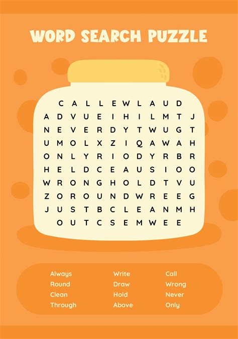 easy large print word search printable