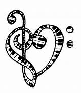 Music Notes Coloring Clef Pages Treble Heart Note Tattoo Printable Bass Musical Clipart Drawing Symbol Tattoos Symbols Designs Cliparts Piano sketch template
