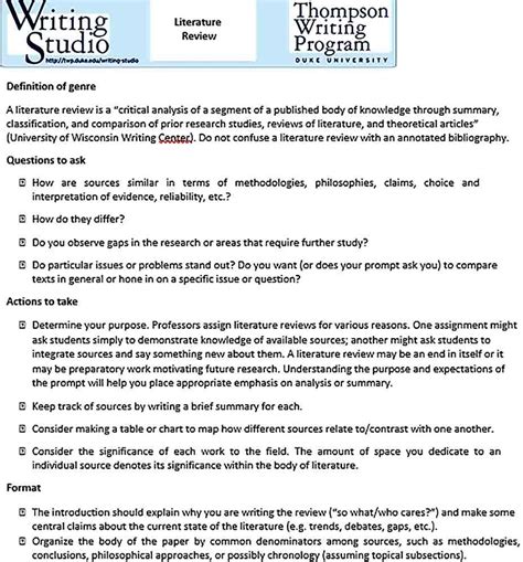 sample literature review outline template  proper writing