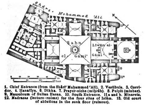 Plan Of The Sultan Hasan Mosque Cairo As Shown By Baedeker