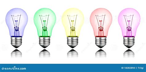 ideas row  colored lightbulbs stock images image