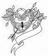 Heart Tattoos Locket Tattoo Lock Drawing Key Drawings Coloring Pages Designs Badass Pencil Rose Sketch Skull Chained Getdrawings Floral Shaped sketch template