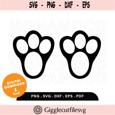 rabbits foot silhouette design svg cutting files dxf digital