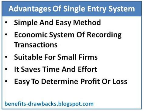 advantages  single entry system benefits drawbacks