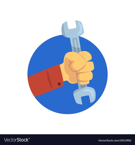 Hand Holding A Spanner Technical Service Repairs Vector Image
