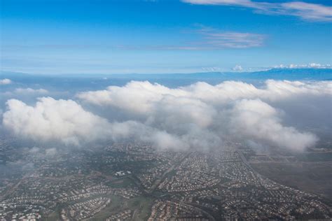 stock photo  aerial view  clouds  suburbs