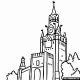 Russia Famous Kremlin Moscow Coloring Places Landmarks Pages Landmark Place Color Thecolor Print Choose Board sketch template