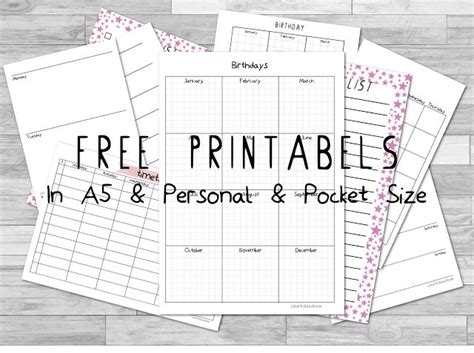 planner printables   pocket personal size updated month