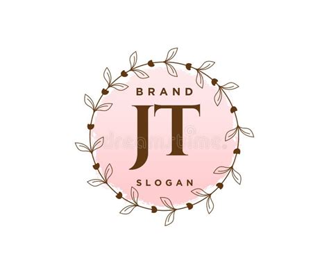 initial jt feminine logo usable  nature salon spa cosmetic