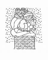 Fireplace Santa Color Coloring Claus Coming Down sketch template