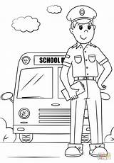Driver Bus School Coloring Clipart Pages Drawing Printable Thank Community Helpers Professions Help sketch template