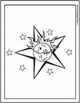 Coloring Sun Moon Stars Star Pages Color Colorwithfuzzy sketch template