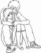 Anime Hugging Couple Couples Drawing Chibi Boy Girl Drawings Sitting Draw Cute Pages Kissing Easy Emo Cartoon Getdrawings Color Cuddling sketch template