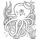 Octopus Coloring Pages Sailor Hat Color Printable Head Cute sketch template