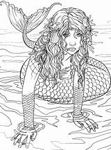 Coloring Pages Mermaid Ausmalbilder Book Adult Print Siren Adults Color Meerjungfrau Random Mandala Erwachsene Books Ausdrucken Printable Rocks Mermaids Sea sketch template
