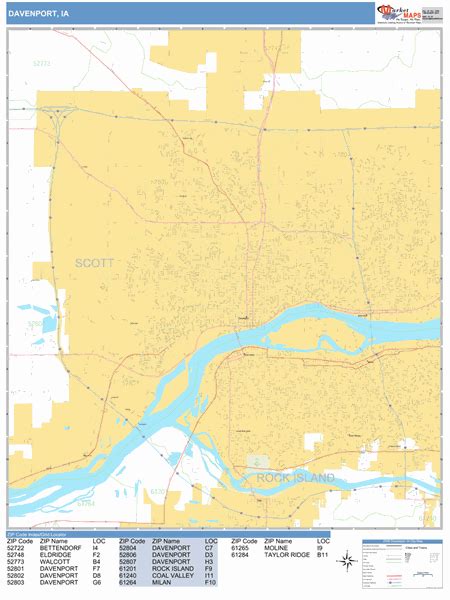 Davenport Iowa Zip Code Map – Map Vector