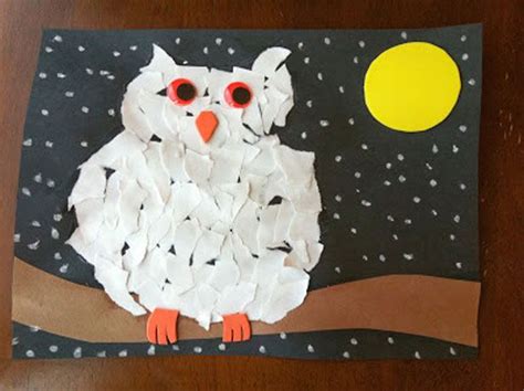 owl art paper craft art  kids kindergarten art owl crafts