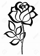 Rose Outline Stencil Tattoos Simple Flower Silhouette Designs Coloring Drawing Many sketch template