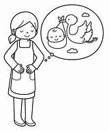 Embarazada Mujer Coloring Para Colorear Pages Pregnant Woman Stork Waiting sketch template