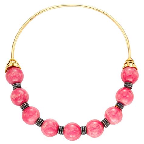 rene boivin a rhodochrosite diamond gold and silver necklace