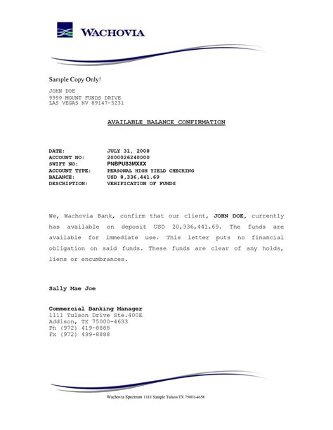 proof  funds letter templates template lab