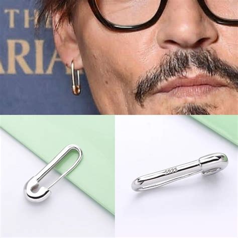1 Safety Pin Earring In Sterling Silver 925 Mod Johnny Depp Etsy