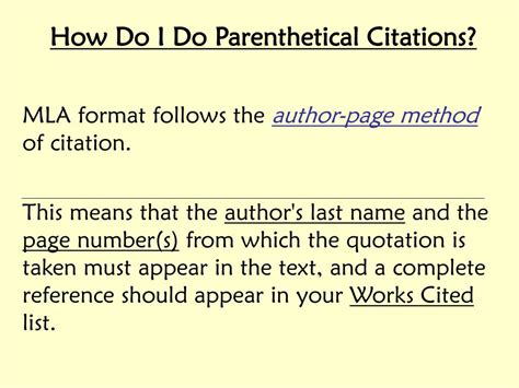 parenthetical citations   mla format powerpoint