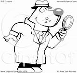 Detective Cartoon Bear Magnifying Glass Using Clipart Thoman Cory Outlined Coloring Vector 2021 sketch template