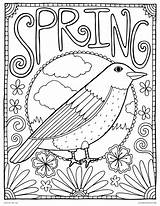 Coloring Spring Pages Robin Printable Adults Kids Bird sketch template