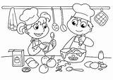 Coloring Cooking Pages Baking Kids Cook Cookies Printable Bakery Unisex Drawing Colouring Bake Sheets Culinary Arts Color Kitchen Food Together sketch template