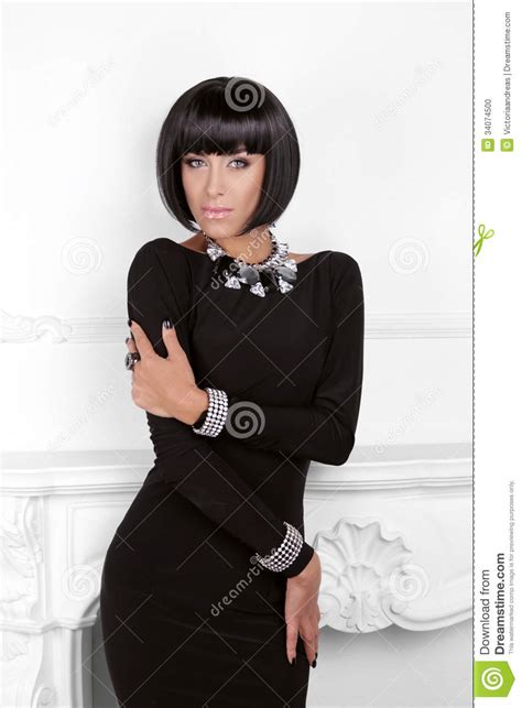 Vogue Style Fashion Beauty Woman In Sexy Black Dress