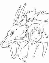Ghibli Book Chihiro Lineart Viagem Burton Spirited Salvar Acessar sketch template