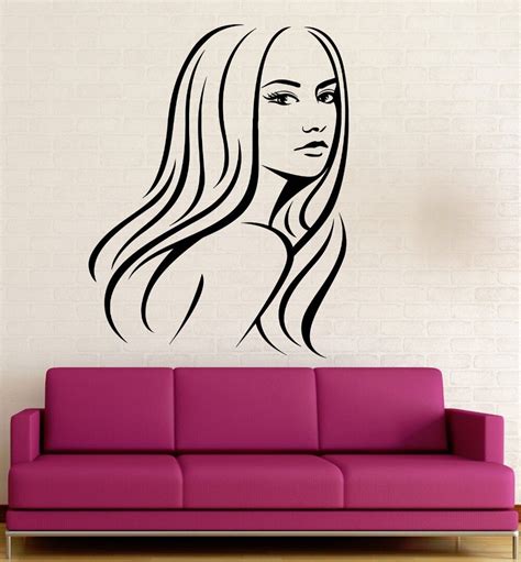 Vinyl Wall Decal Hot Sexy Woman Girl Hair Beauty Spa Salon Art Stickers