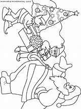 Santa Elves Coloring Pages Claus Christmas sketch template