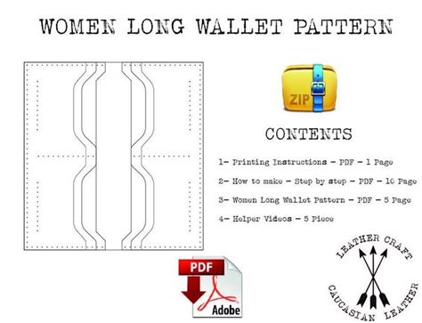 leather long wallet pattern template   file  minimalist