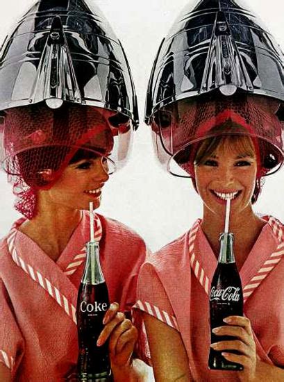 Coca Cola Twins Hairdryer 1965 Mad Men Art Vintage Ad