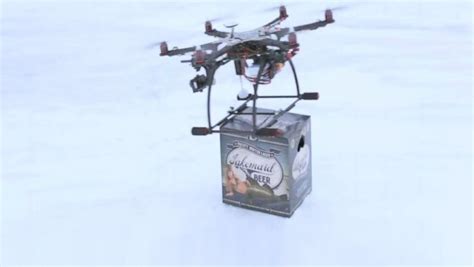 faa slaps  drone beer delivery service  ice fishermen abc news
